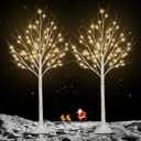 2 Pack 4FT 100LED Christmas Lighted Birch Tree, Timer Function Prelit Artificial Tree Lamp Plug in with Warm White Lights, 2 Modes Twinkling Twig Trees for Indoor Outdoor Party Christmas Decorations