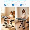 Keyboard Stand & Bench Set, Double-X Piano Stand, PU Leather Bench, 7-Level
