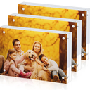 ESSDIAR 5x7 Inches Magnetic Acrylic Clear Photo Frame with Stand (3 Pack)