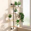 DELLAN 4-Tier Rotating Window Plant Shelf, Wall Mounted Indoor Hanging Plants Shelf, Modern Style