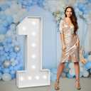 imprsv Marquee Numbers Large 1st-Birthday Decorations: 4ft Light Up Number 1 Party Decor First Birthday Decoration for Boy Girl One Year Old Backdrop Anniversary Cardboard Big Mosaic Balloon Frame