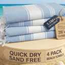 LANE LINEN Beach Towel 4 Pack, Oversized Beach Towels for Adults, Lightweight Travel Beach Towels, Pre-Washed for Soft Hand Feel, Quick Dry Beach Towels, 39"x71" - Sky Blue