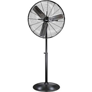 Comfort Zone Industrial Pedestal Fan, 30 inch, 3 Speed, High Velocity, Adjustable Height 56 to 76, Metal, Meets OSHA Standards, Airflow 36 ft/sec, Ideal for Garage, Workshop or Warehouse, CZHVP30