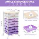 SYKIARIOL Rolling Cart with Drawers,Utility Cart With 8 Drawers and Wooden Tabletop for Living Room,Classroom,Bedroom,Bathroom,Dorm,Office,Purple