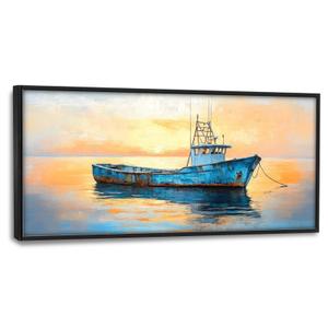 Nautical Wall Art Coastal Boat Pictures Wall Decor Large Beach Ocean Canvas Prints Framed Artwork Paintings for Living Room Dinning Room Bedroom Bathroom Office 60"x30"