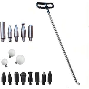 Paintless Dent Repair Tools 1 Pieces of Dent Removal Rods with Awl Head Dent Hail Repair Tools Paintless Dent Removal Kit Car Auto Body Dent Removal of Hail Dents and Door Ding (17 PCS)