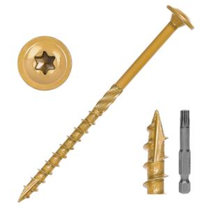 50 PCS #14 x 3 Wood Screws, Torx Drive Multi-Purpose Lag Screw with Modified Truss Head, Heavy-Duty Bronze Coated Wood Screw with a Star Bit 50 PCS #14 x 3 Wood Screws, Torx Drive Multi-Purpose Lag Screw with Modified Truss Head, Heavy-Duty Bronze Coated Wood Screw with a Star Bit