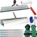 Self Leveling Tools Kit Spiked Roller 20 in 9 inch Epoxy Roller Spike Shoes for Concrete Epoxy Flooring Stainless Steel Notched Squeegee Rake Cement Floor Leveling Tools