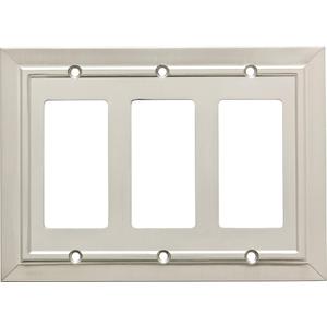 Franklin Brass Classic Architecture (1-Pack) Decorative Light Switch Cover Brushed Nickel 3-Gang Decorator/Rocker Wall Plate Triple Switch Plate Cover Electrical Outlet Guard
