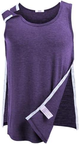 Deyeek Unisex Shoulder Snap-Access Tank Tops Post Surgery Shirts Tear Away Chemo Shirt Clothes After Rotator Cuff Surgery M