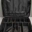 gzcz Large Capacity Travel Makeup Train Case,Professional Cosmetic Bags for Women,Portable Makeup Brush Bag Organizer Storage with Adjustable Dividers and Shoulder Strap (Black)