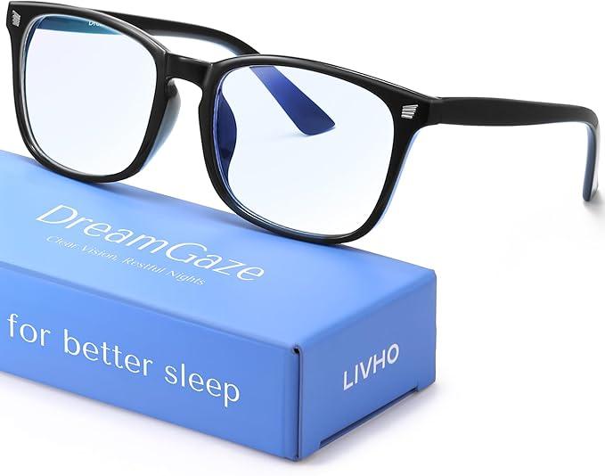 livho Gaming Blue Light Blocking Glasses for Better Sleep, Premium Night Driving, Computer Blockers for Man & Woman (Clear)
