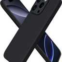 ORNARTO Compatible with iPhone 16 Pro Case 6.3", Slim Liquid Silicone 3 Layers Soft Gel Rubber Shockproof Protective Case with Anti-Scratch Microfiber Lining-Black
