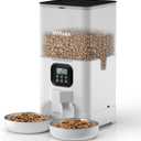 Voluas Automatic Cat Feeder for Two Cats, Double Pet Feeder with 2 Stainless Steel Bowls,6L Timed Cat Feeders with Memory Function