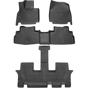 Powerty Floor Mats for 2020-2025 Kia Telluride 7 Seats All Weather 3D TPE Anti-Slip Car Liners for 1st & 2nd & 3rd Row Accessories
