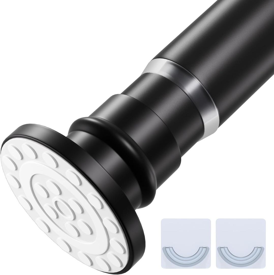 Small Tension Curtain Rod 18-32 Inch Spring Tension Rod Short Shower Curtain Rod No Drilling Adjustable Black Shower Rod,Heavy Duty (18" to 32", Black)