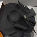 Kgromfy Women's Wide Brim Fascinator Hat Tea Party Headband Large Vintage Church Hat Lady Headwear for Derby Wedding Cocktail