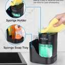 Kitchen Dish Soap Dispenser with Sponge Holder, 3-in-1 Countertop Dishwashing Soap Pump Dispenser Set for Kitchen Sink, Useful Kitchen Gadgets - Black