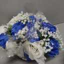 BLOSMON Fake Flowers Ball Wedding Centerpieces 2 Pcs Royal Blue Rose Babys Breath Artificial Flower Center Pieces Decoration for Table Faux Silk Floral Bouquet Arrangements for Home Party DIY Decor