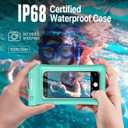 NEPHI IP68 Waterproof Phone Pouch 2 Pack-Up to 8.0"Adjustable Neck Lanyard Floating Waterproof Phone Case for iPhone,Phone Dry Bags for Vacation Beach Pool Travel Essentials (Aqua Green white 4 pack)