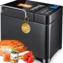 KBS 17-in-1 Bread Maker-Dual Heaters, 710W Machine Stainless Steel with Gluten-Free, Dough Maker,Jam,Yogurt PROG, Auto Nut Dispenser,Ceramic Pan& Touch Panel, 3 Loaf Sizes 3 Crust Colors,Recipes