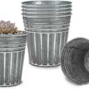 vensovo 4 Inch Galvanized Bucket Planter - 6 Pack Small Metal Flower Pots with Drainage Holes & Plugs, Rustic Silver Tin Pots for Indoor Herbs, Outdoor Succulents, Farmhouse Home Garden Decor