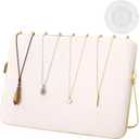 Mornajina 14 x 10 inches Velvet Necklace Display Stands for Selling, Large Metal Necklace Organizer Holder Stand Chain Jewelry Display Stand (Beige, 1 Pack)