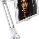 AboveTEK iPad Desk Mount, Multi-Angle Adjustable Tablet Clamp Holder, 360 Swivel Arm Aluminum Tablets Stand, Fits 4"-11" Tablet/Phone/iPad mini for Home Office Kitchen Bedside (White)