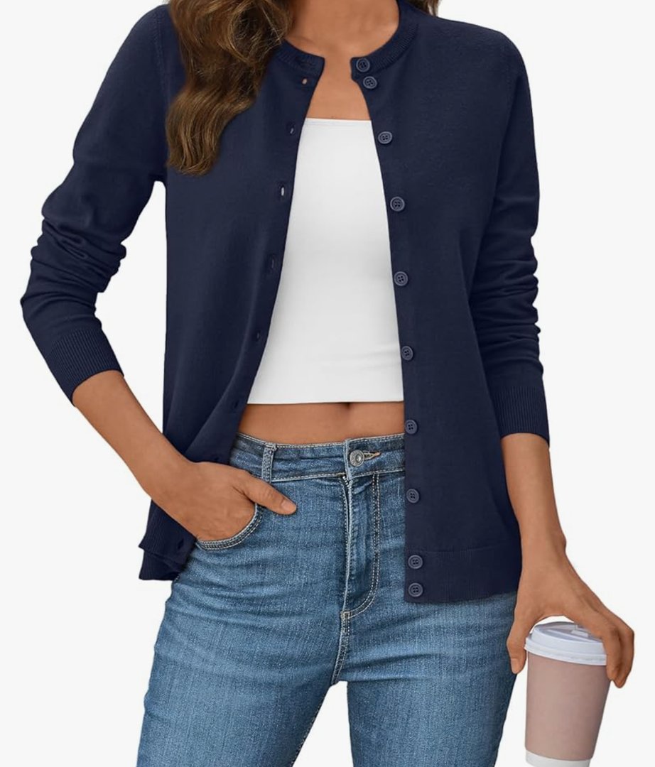 LILLUSORY Women's Cardigan Sweaters 2025 Lightweight Fall Oufits Clothes Fashion Trendy Long Sleeve Tops Casual Jackets, Size XL