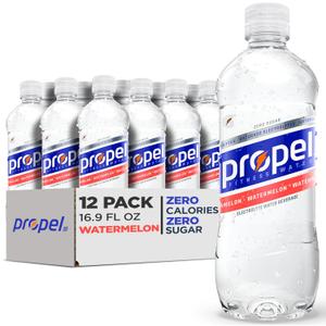 Propel Electrolyte Enhanced Water Sports Drink, Watermelon Flavored Water, Zero Calorie & Zero Sugar Hydration with Electrolytes and Vitamins C & E, 16.9 fl oz Water Bottles (12 Pack) (EXP 12/31/26)