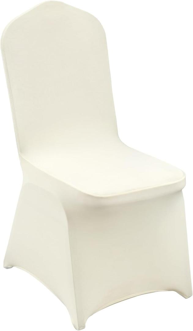 100 Pcs Beige Washable Removable Universal for Wedding Party Dining Banquet Polyester Spandex Stretch Slipcovers Chair Covers