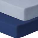 GUNTAIL Baby Crib Sheets for Boys Girls, 2 Pack Fitted Crib Sheet for Standard Crib and Toddler Mattress, Soft Microfiber Baby Sheet 52x28x8in (Navy & Gray)