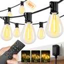 Outdoor String Lights 50FT with 18+1 Shatterproof LED Bulbs, Remote Control Dimmable Patio Lights, Waterproof Hanging Edison Light for Backyard Garden Pergola, Timer & 3 Modes