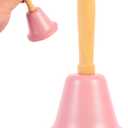 Pink Christmas Bell with Wood Handle, 4.72 Inch Metal Bell for Xmas Restaurant Customer Service Jinglebell for Home Christmas Decor