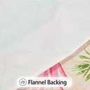 Round Flower Pink Tablecloth, Waterproof Vinyl Tablecloths with Flannel Backing for Table, Wipeable Spillproof Plastic Table Cloth for 45"-56" Tables