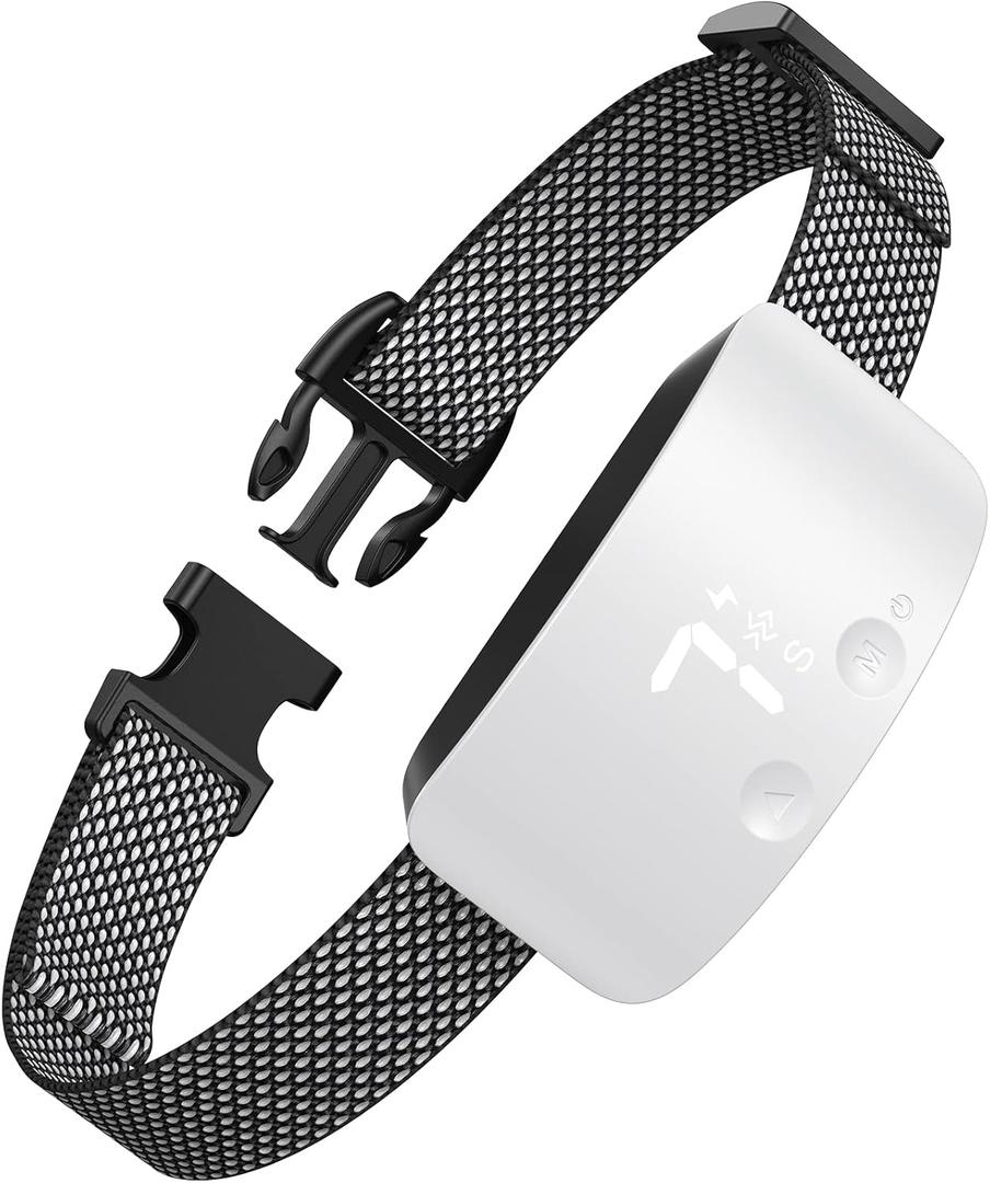 NBJU Bark Collar for Dogs,Rechargeable Anti Barking Training Collar with 7 Adjustable Sensitivity and Intensity Beep Vibration for Small Medium Large Dogs (White)
