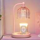 Pink Candle Warmer Lamp with Timer and Dimmer, Mother's Day Gifts for Mom/Wife, Melt Wax Warmer Lamp with 2 Bulbs for Candle Jars House Warming New Home Decor
