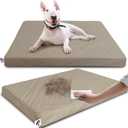 Waterproof Leather Dog Bed Crate Pad, Durable Brown Pet Mattress for Medium Dogs Pet Beds with Wipeable Covers, Easy to Clean Washable Mat for Cage