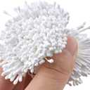 HAHIYO 700Pcs 2mm White Matte Double Heads Flower Stamen Pistil for Flower Making Scrapbook Decoration - Handmade Artificial Flower Pistil Matt-Like Floral Stamens Flowers Pollen Stamen