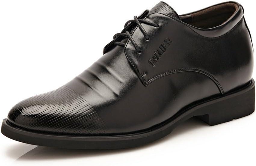 Battle Men Men's Elevator Shoes 2" Taller Lace up Faux Leather Formal Oxford Dress Footwear Removable Invisible Height Increasing Insole Formal Men (Color : Black, Size : 7 MUS)