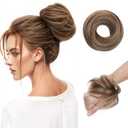Human Hair Messy Bun, 100% Real Hair Bun Extensions for Women,Natural Wavy,1 Count#-4P27 Medium Brown & Dark Blonde