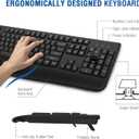 Wireless Keyboard and Mouse Combo, EDJO 2.4G Full-Sized Ergonomic Computer Keyboard with Wrist Rest and 3 Level DPI Adjustable Wireless Mouse for Windows, Mac OS Desktop/Laptop/PC