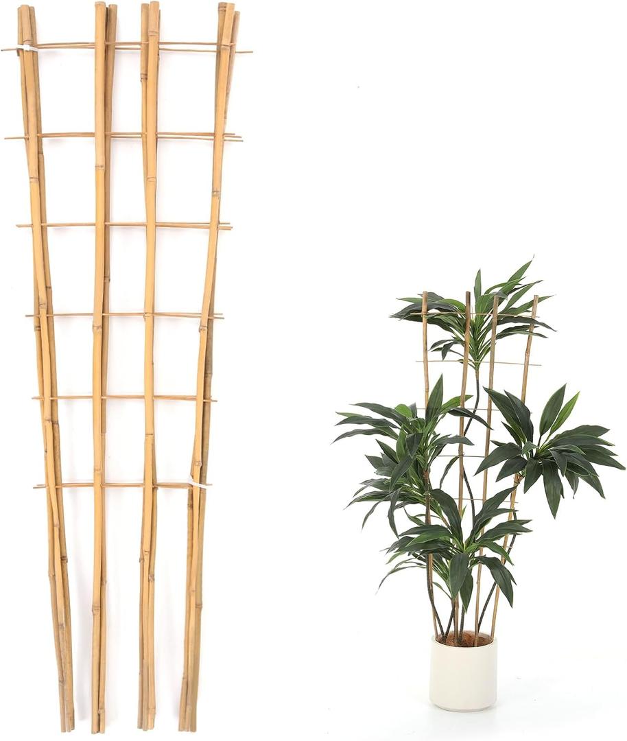Bamboo Trellis,4Ft,3Pack,Climbing PlantsTrellis, Fan-Shaped Trellis,for Outdoor and Indoor Potted Climbing Plants,Vegetables, Cucumber, Tomato, Hoya