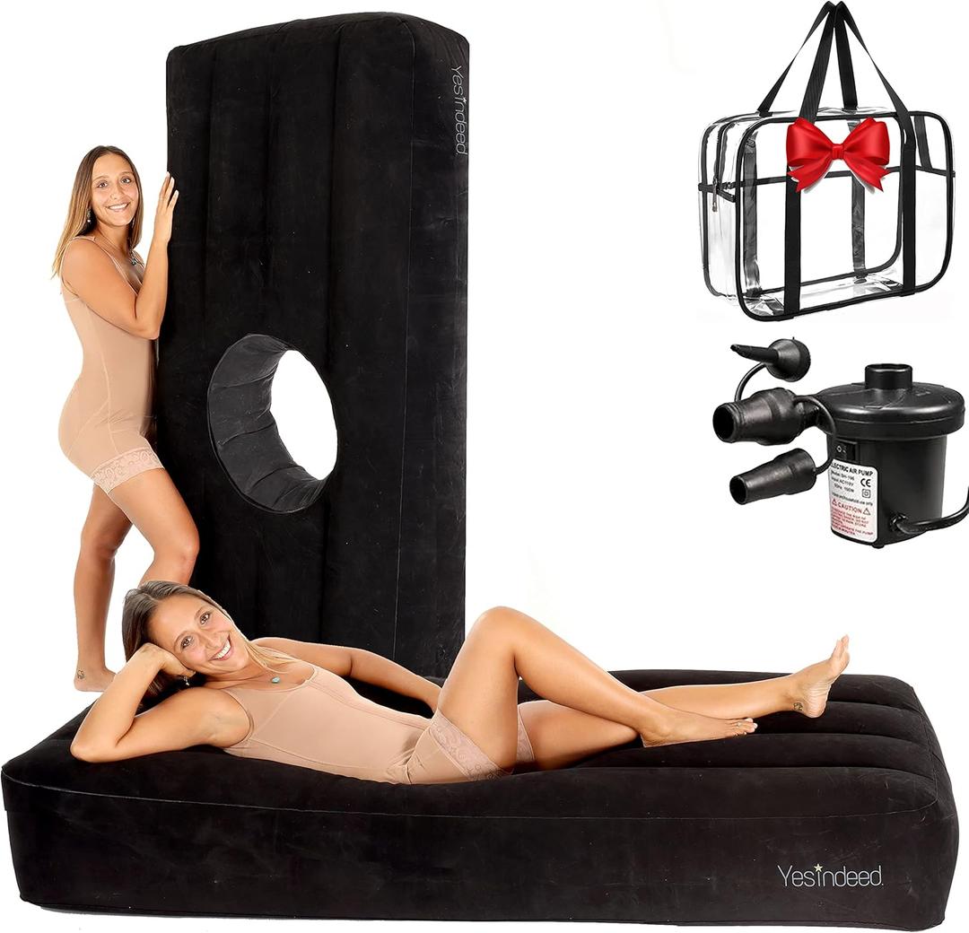 YESINDEED New Upgraded BBL Bed with Hole, Inflatable Brazilian Butt Lift Mattress for Post Surgery Recovery - Waterproof Velvet Touch Top Comfortable & Supportive - Carrying Bag and Air Pump