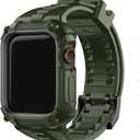 Fullmosa Compatible with Apple Watch Bands 41mm 40mm Series 9/8/7/6/5/4/SE2/SE, TPU Rugged iWatch Strap Military Grade Shockproof Bumper Case with Screen Protector for Men Women (40/41, Army Green)