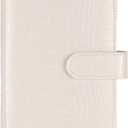 A5 6 Ring Binder Cover Crocodile - Large PU Leather Notebook Binder with Hidden Snap Buckle, Refillable Budget Planner, Beige
