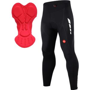 Souke Sports Men's Winter Bike Pants Long 4D Padded Fleece Cycling Tights Thermal Leggings Outdoor Riding Bicycle (X-Large, Black)