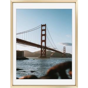 Frametory, 12x16 Metal Picture Frame with Mat for 11x14 Picture & Real Glass, Aluminum Photo Frame Collection (Gold, 1 Pack) (12X16 (1 Pack))