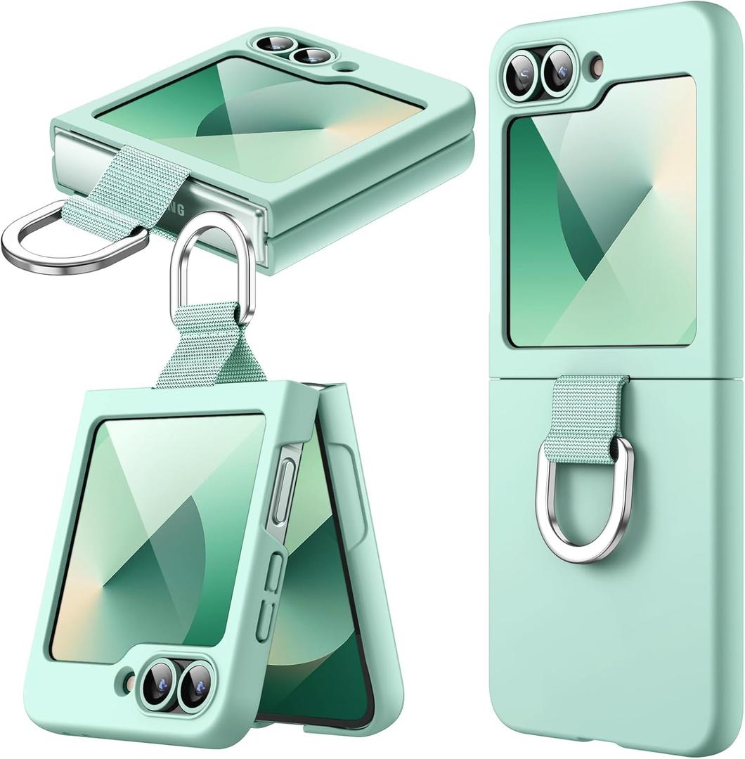 JETech Case for Galaxy Z Flip 7 FE 2025 / Z Flip 6 2024 with Ring, Hard PC Slim Shockproof Anti-Scratch Protective Phone Cover (Mint Green)