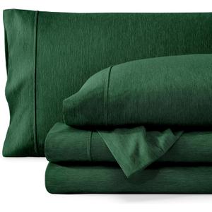 Bare Home Queen Sheet Set - Luxury 1800 Ultra-Soft Microfiber Double Brushed - Deep Pockets - Easy Fit - 4 Piece Set - Bedding Sheets & Pillowcases (Queen, Heathered Forest Green)